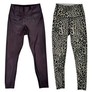 2 CHRLDR High Waist Leggings Size Small Purple & Leopard 90 Degree Bundle